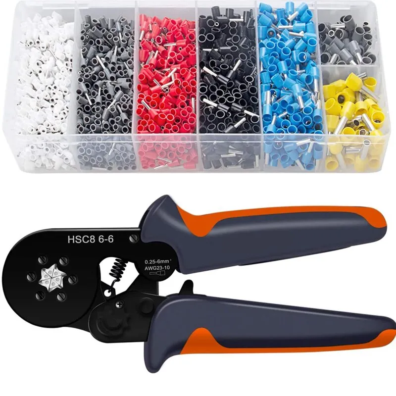 0.08-10mm Tubular Crimping Pliers Tools Set New 1200pcs Terminal Crimping Tools Mini Electrical Pliers HSC8 Precision Clamp Kit