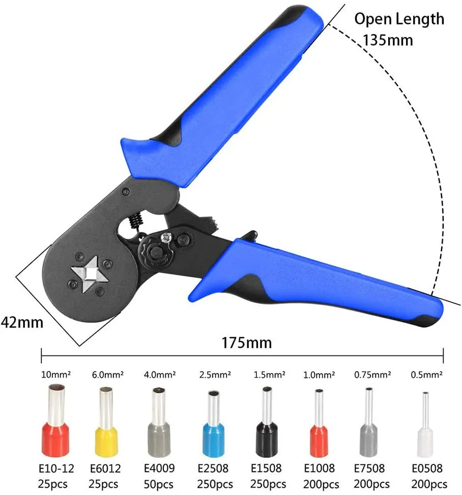 0.08-10mm Tubular Crimping Pliers Tools Set New 1200pcs Terminal Crimping Tools Mini Electrical Pliers HSC8 Precision Clamp Kit