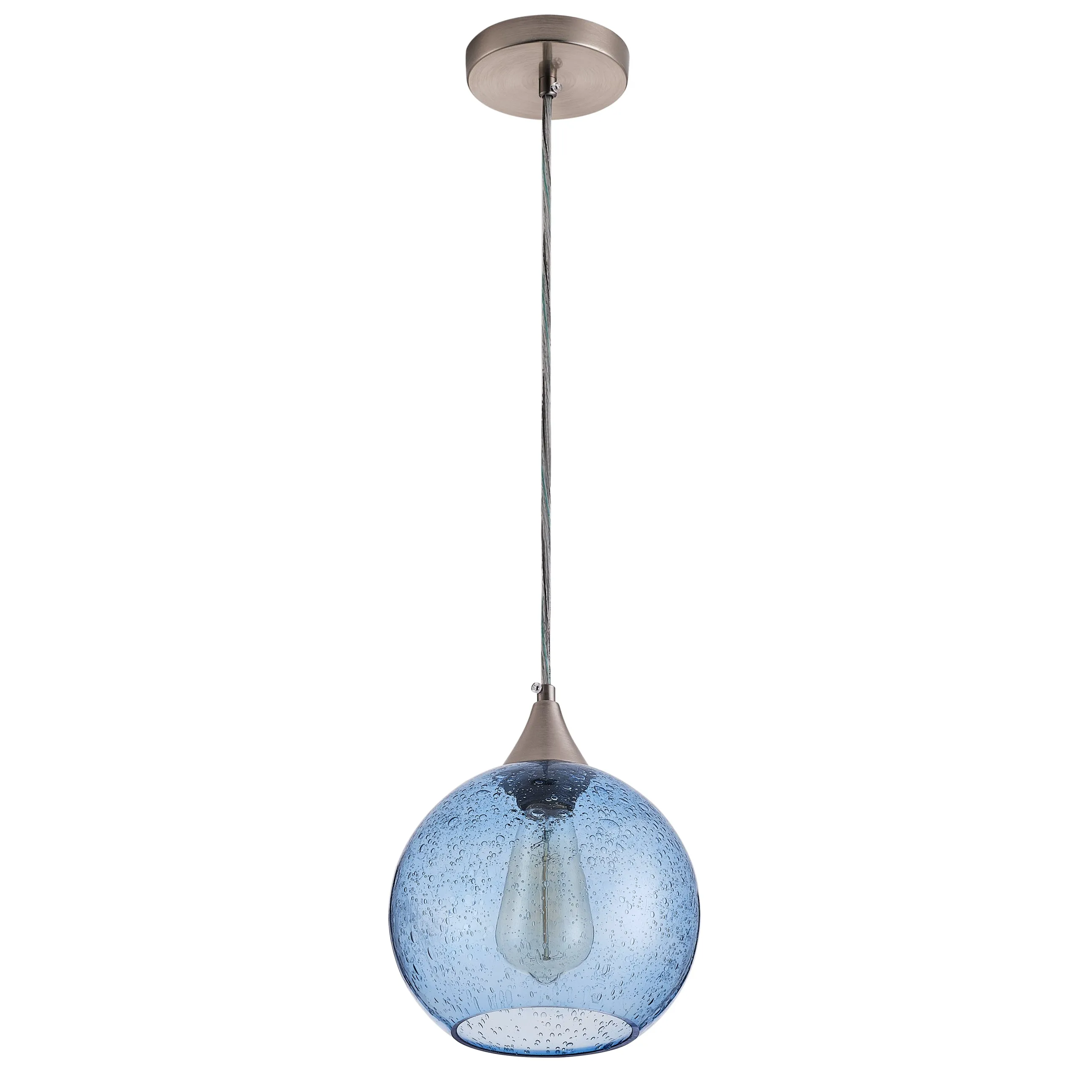 1-Light Round Glass Shade Design Pendant Lighting