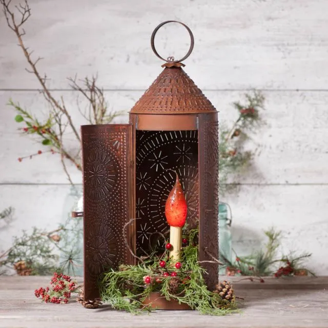 22-Inch Chimney Lantern in Rustic Tin