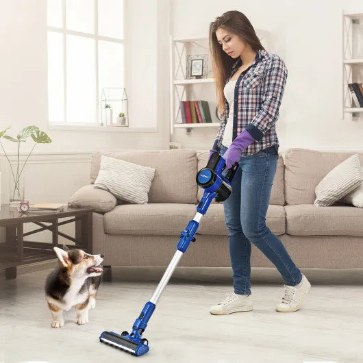 3-in-1 Handheld Cordless Stick Vacuum Cleaner with 6-cell Lithium Battery-Blue