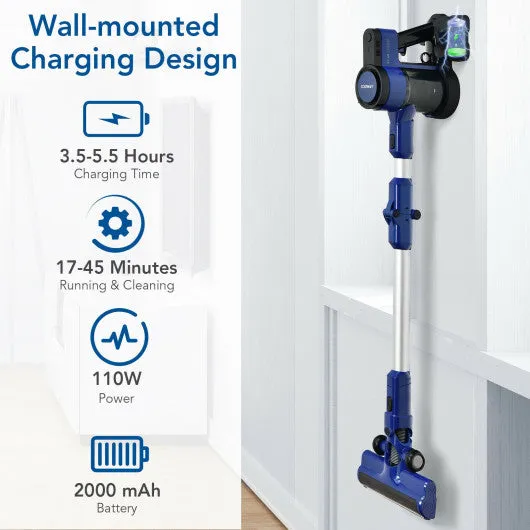 3-in-1 Handheld Cordless Stick Vacuum Cleaner with 6-cell Lithium Battery-Blue