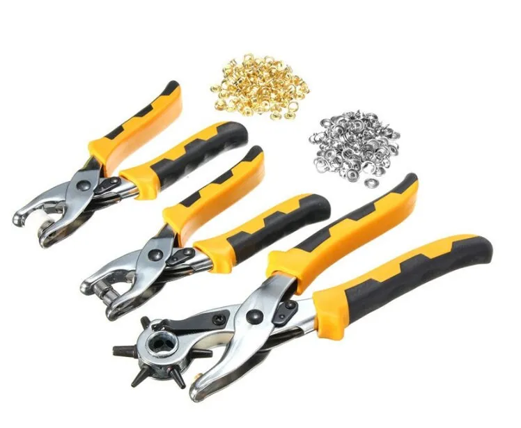 3 Pcs Eyelet Plier - ösenzange - Leather Hole Puncher - Revolving Rotary Hole Punch - Belt Hole Snap Pliers - Grommet Snap Button Pliers