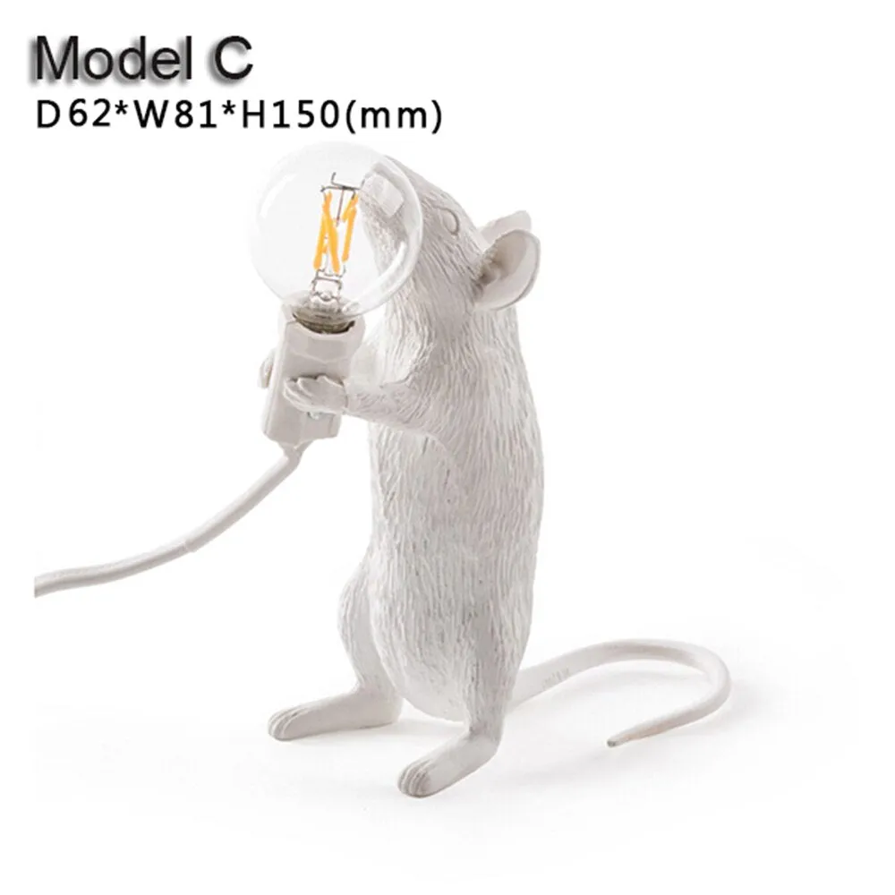 3 Styles Resin Mouse Lamp American Country Individual Creative Bedroom Bedside Study room Desk Decoration Small Mouse Table Lamp