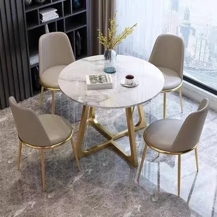 39.5"Modern Glossy Sintered Stone Top Round Dining Table