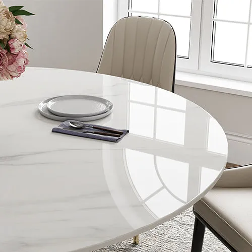 39.5"Modern Glossy Sintered Stone Top Round Dining Table