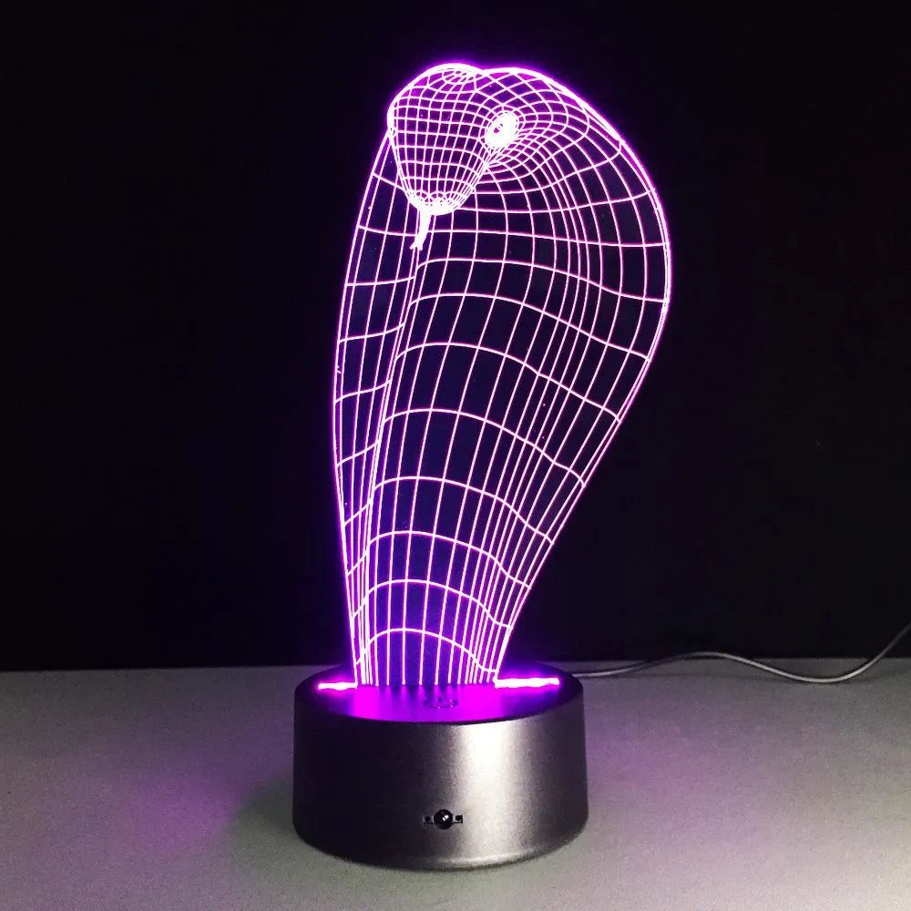 3d Cobra Lamp 7 Color Led Night Lamps For Kids Touch Led Usb Table Lampara Baby Sleeping Nightlight