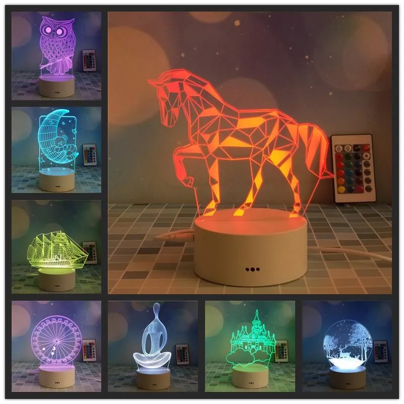 3D Night-light Bedside Lamp Touch Switch