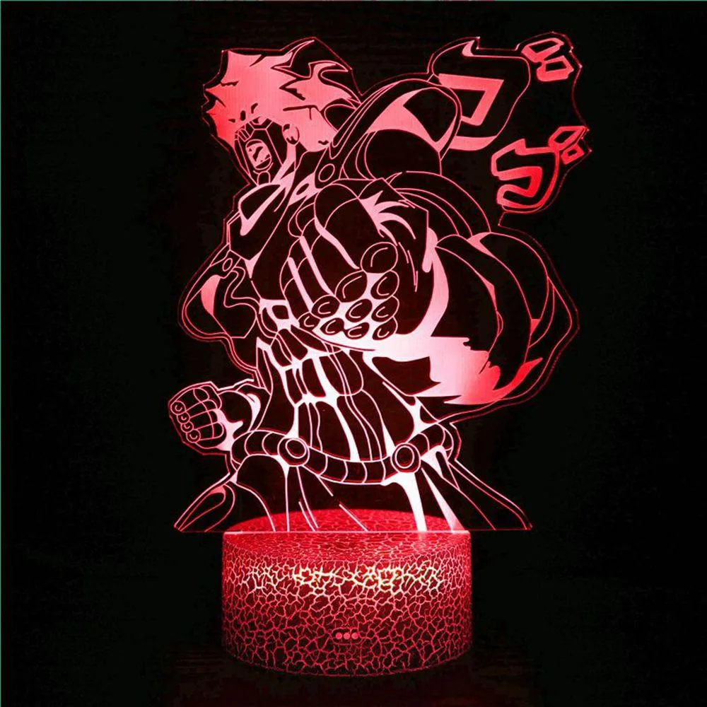 3D Night Light Jojo Bizarre Adventure Figure Kujo Jotaro Figurine Higashikata Josuke Kakyoin Noriaki Action Figure Mod 3D Night Lamp