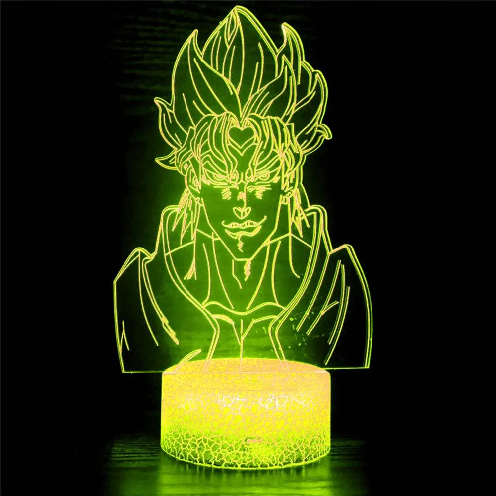 3D Night Light Jojo Bizarre Adventure Figure Kujo Jotaro Figurine Higashikata Josuke Kakyoin Noriaki Action Figure Mod 3D Night Lamp