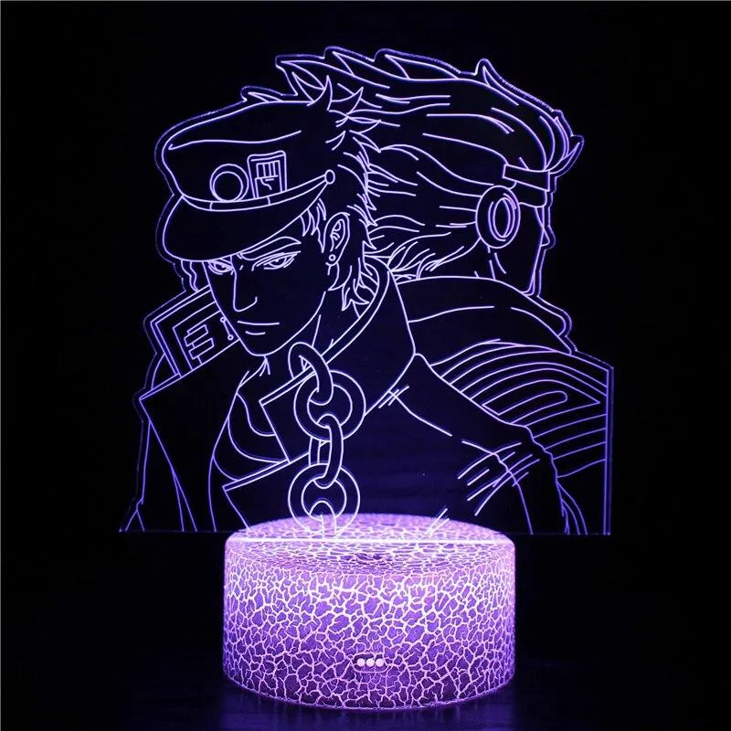 3D Night Light Jojo Bizarre Adventure Figure Kujo Jotaro Figurine Higashikata Josuke Kakyoin Noriaki Action Figure Mod 3D Night Lamp