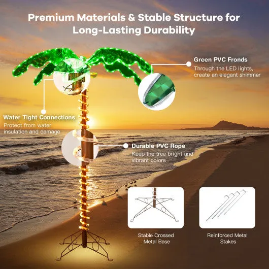 5 Feet LED Pre-lit Palm Tree Decor with Light Rope