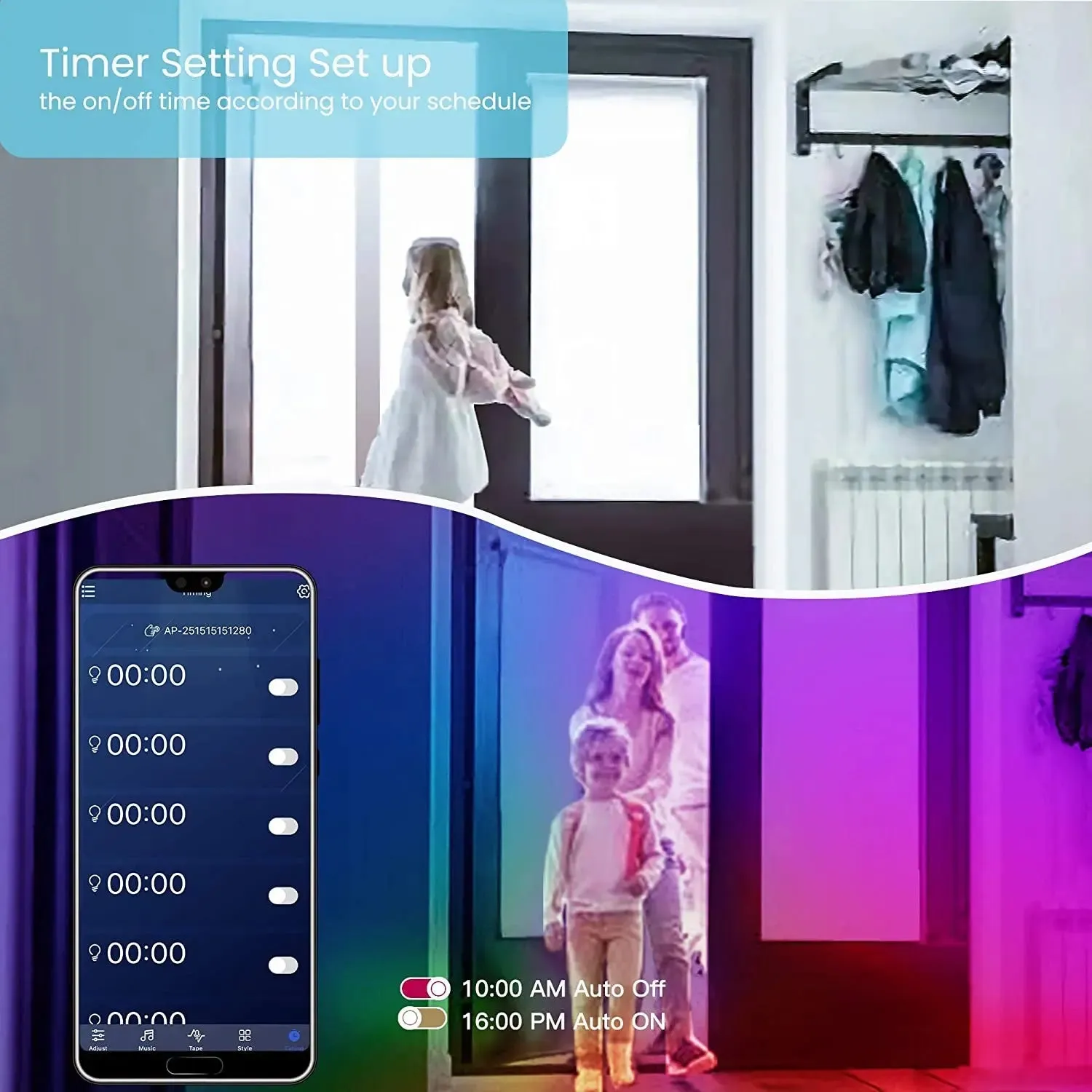 50 FT LED Strip Lights,Bluetooth LED Lights for Bedroom, Color Changing Light Strip with Music Sync, Phone Controller and IR Remote(App Remote  Mic).