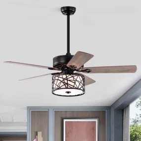 52'' Low Profile Ceiling Fan with Lights (No Include Bulb), Blade Dark Wood Ceiling Fan