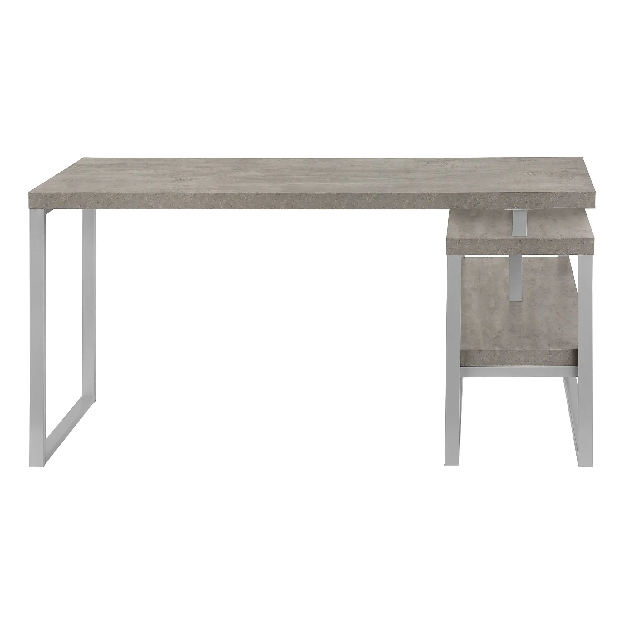 60" Grey L-Shaped Corner Desk with Storage