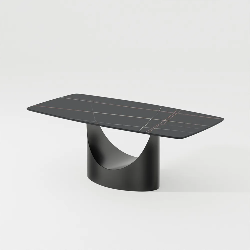 63"Modern Black Sintered Stone Dining Table