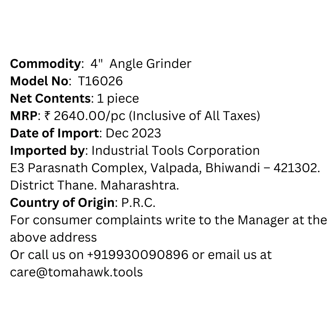 800W 4" Angle Grinder T16026