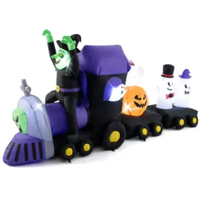 8.2 Feet Long Halloween Inflatable Train with Witch and 4 Ghosts