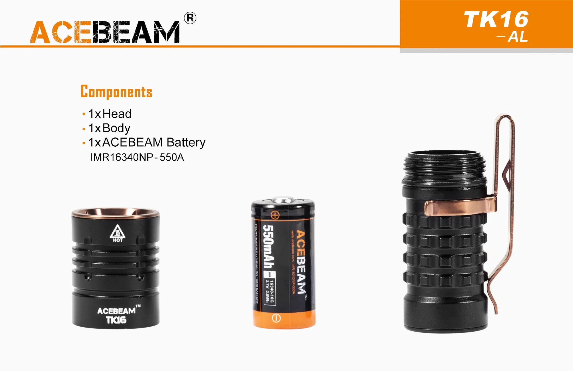 Acebeam TK16 CREE-XPG3 1,800 Lumen Flashlight