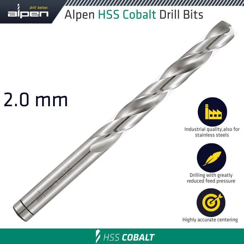 ALPEN HSS COBALT DRILL BIT 2.0MM ALP62302