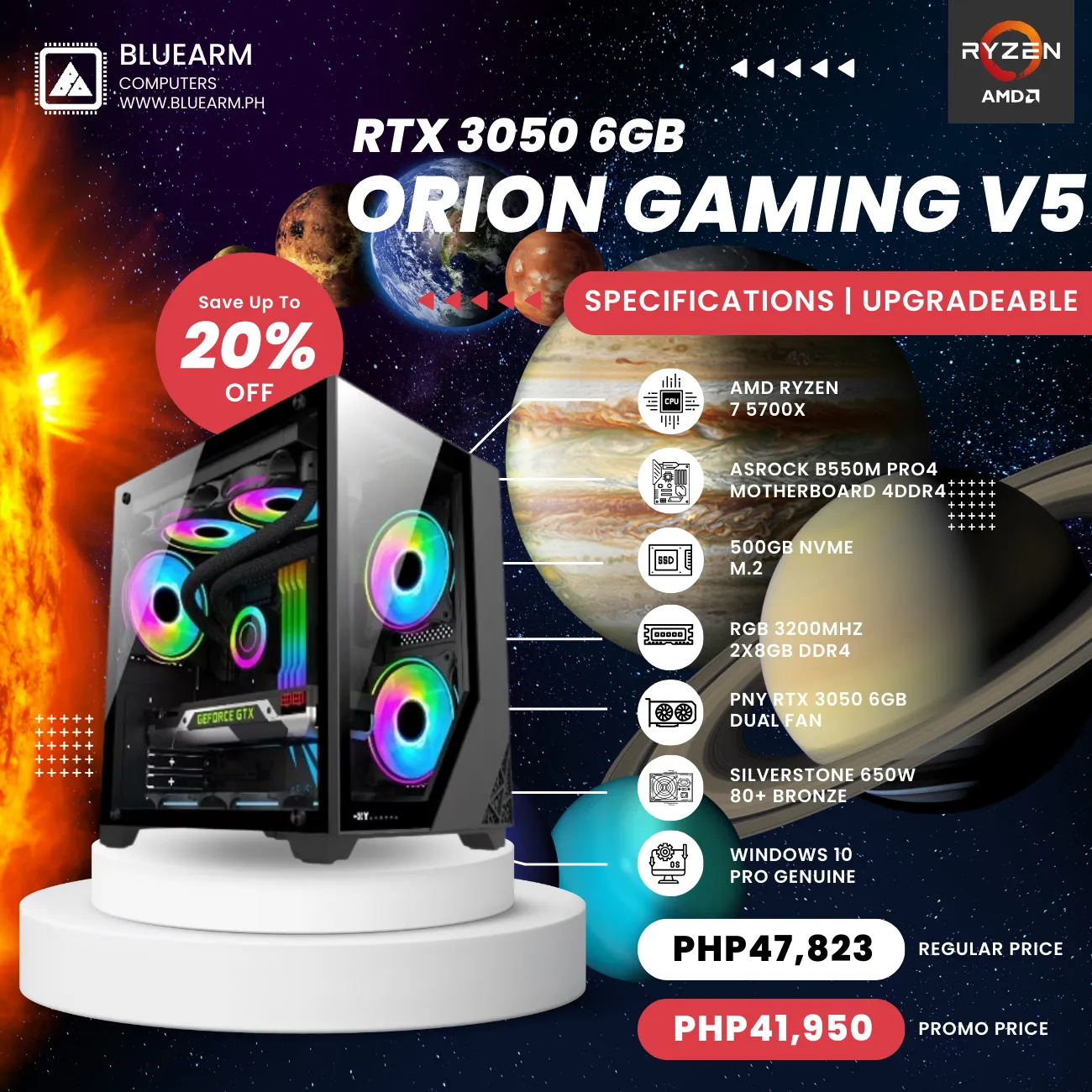 AMD RYZEN 7 5700X	ORION GAMING BUILD V5