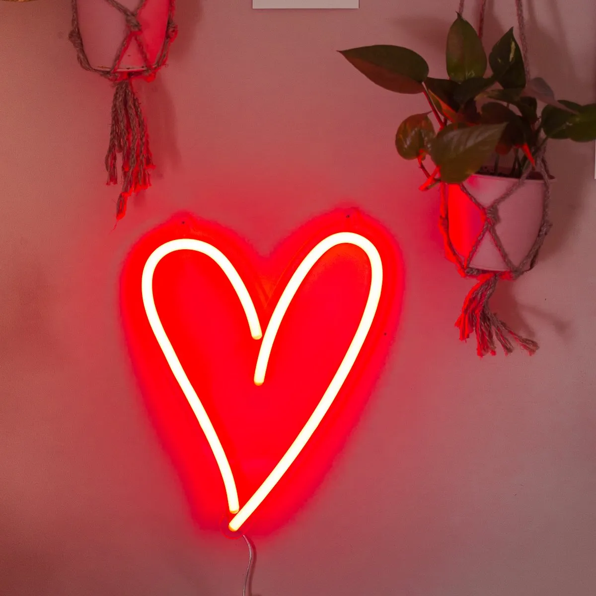 Amped & Co Heart LED Neon Light, Wall Hanging Room Decor, Red, 13.8 x 10.25 inches, Clear