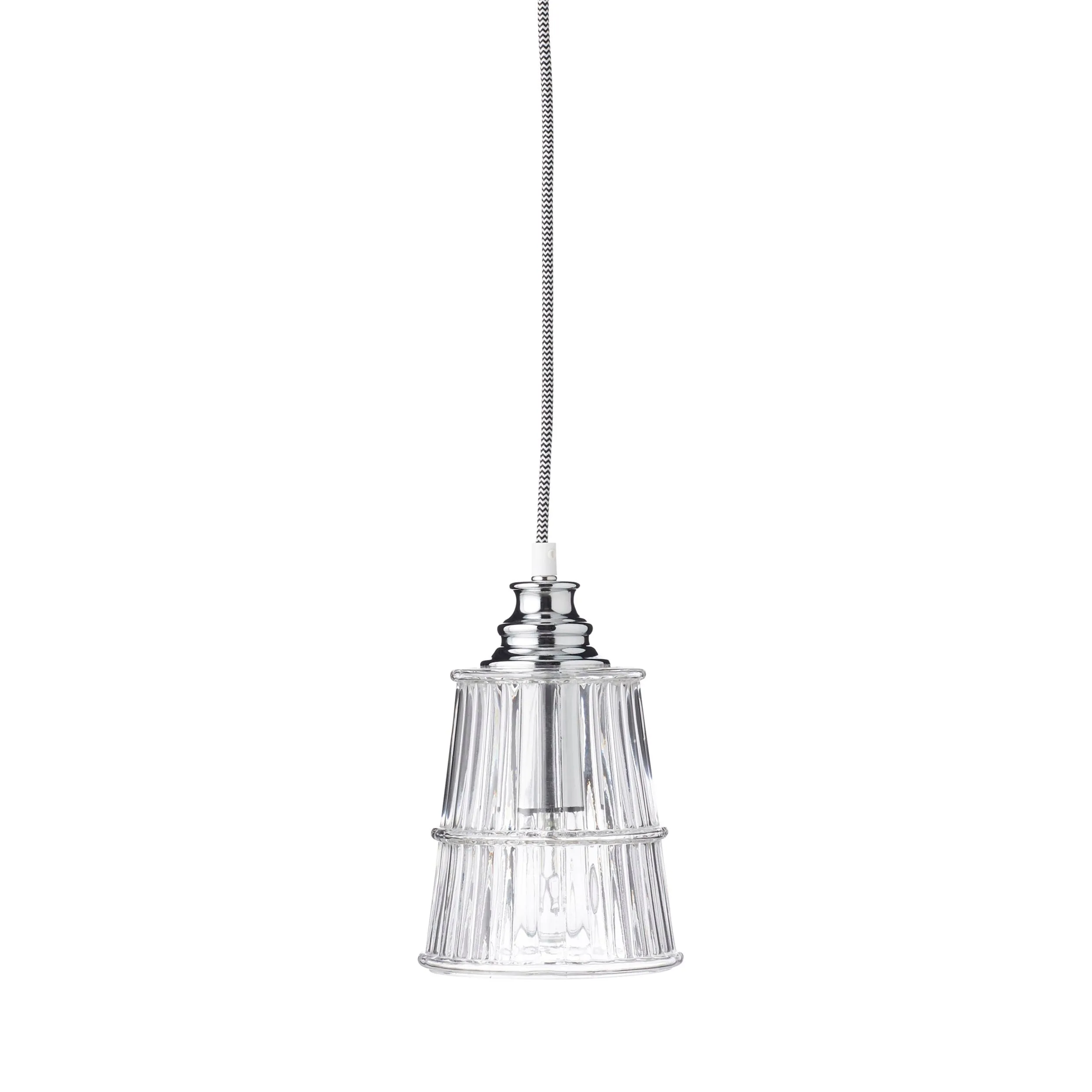 Aragon Two Tier Ribbed Holophane Glass Pendant