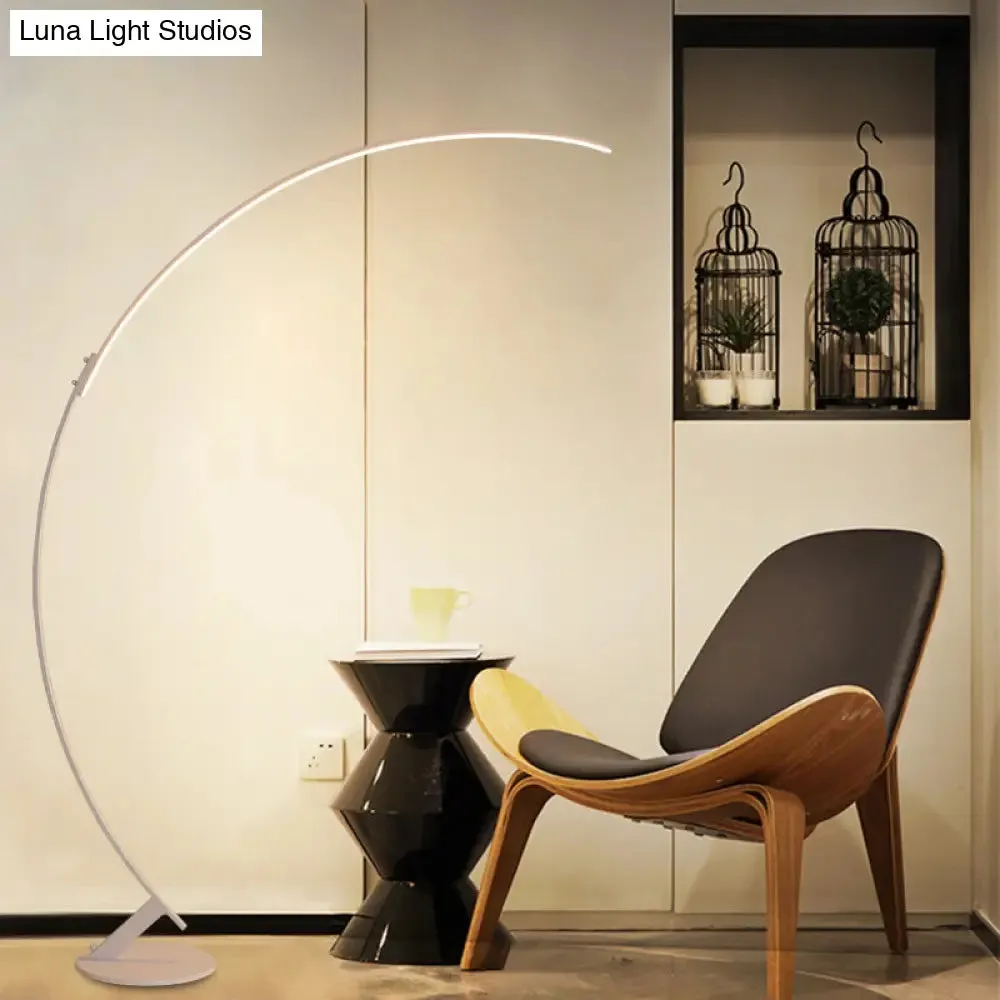 Arched LED Floor Reading Lamp with Simplicity Metallic Design, Warm/White Light - White