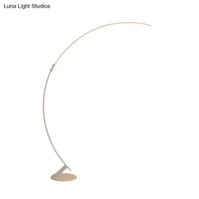 Arched LED Floor Reading Lamp with Simplicity Metallic Design, Warm/White Light - White