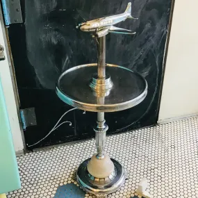 Art Deco Chrome DC-3 Airplane Smoking Table