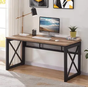 Audra Wood and Metal Industrial Office Desk