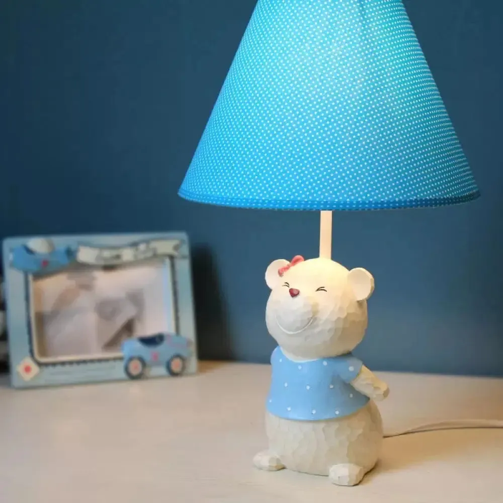 Bear Cartoon Fabric Desk Lamp – Adjustable Bedside Reading Light