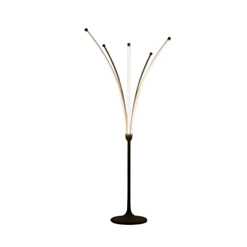 Black Acrylic LED Bedroom Reading Floor Lamp - Simplicity Flower Design