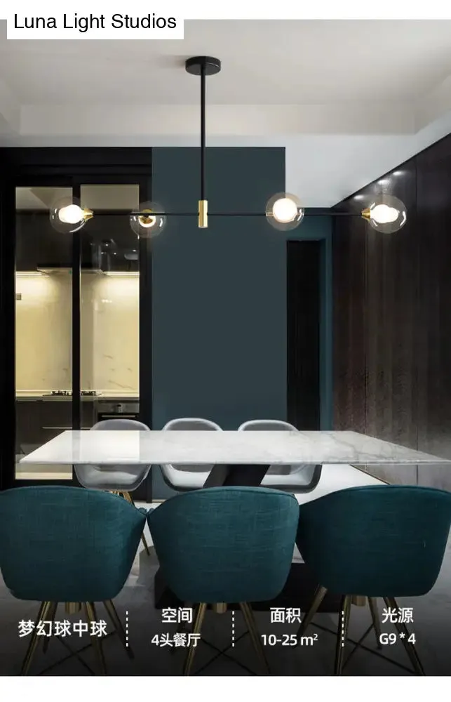 Black Metal Island Pendant Lighting with Modern Minimalist Design for Dining Table"