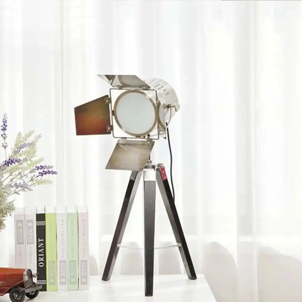 Black/Brass Metallic Tripod Desk Lighting - Industrial LED Bedroom Standing Light