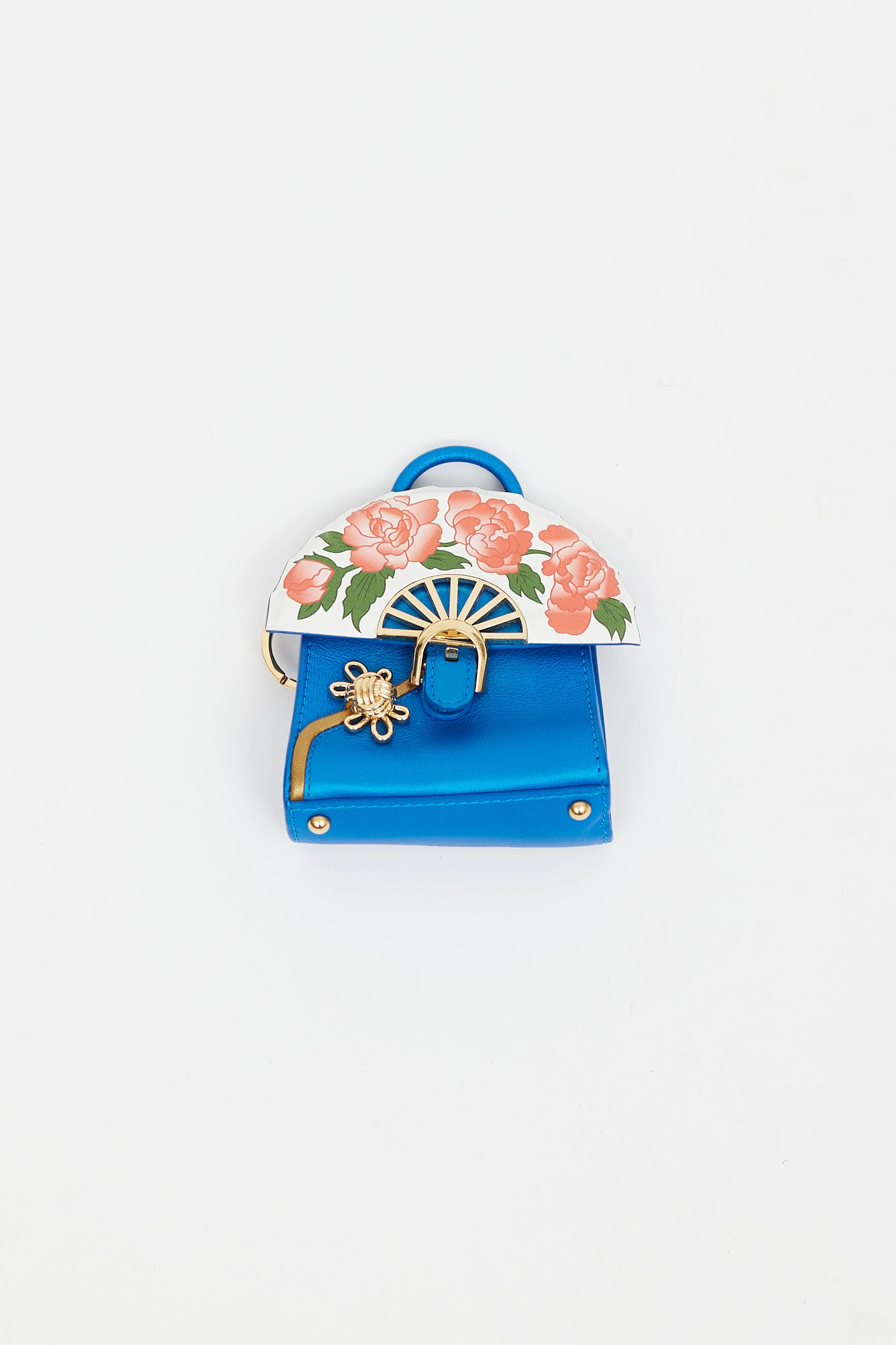 Blue Leather Brilliant QiPao Mini Bag Keychain