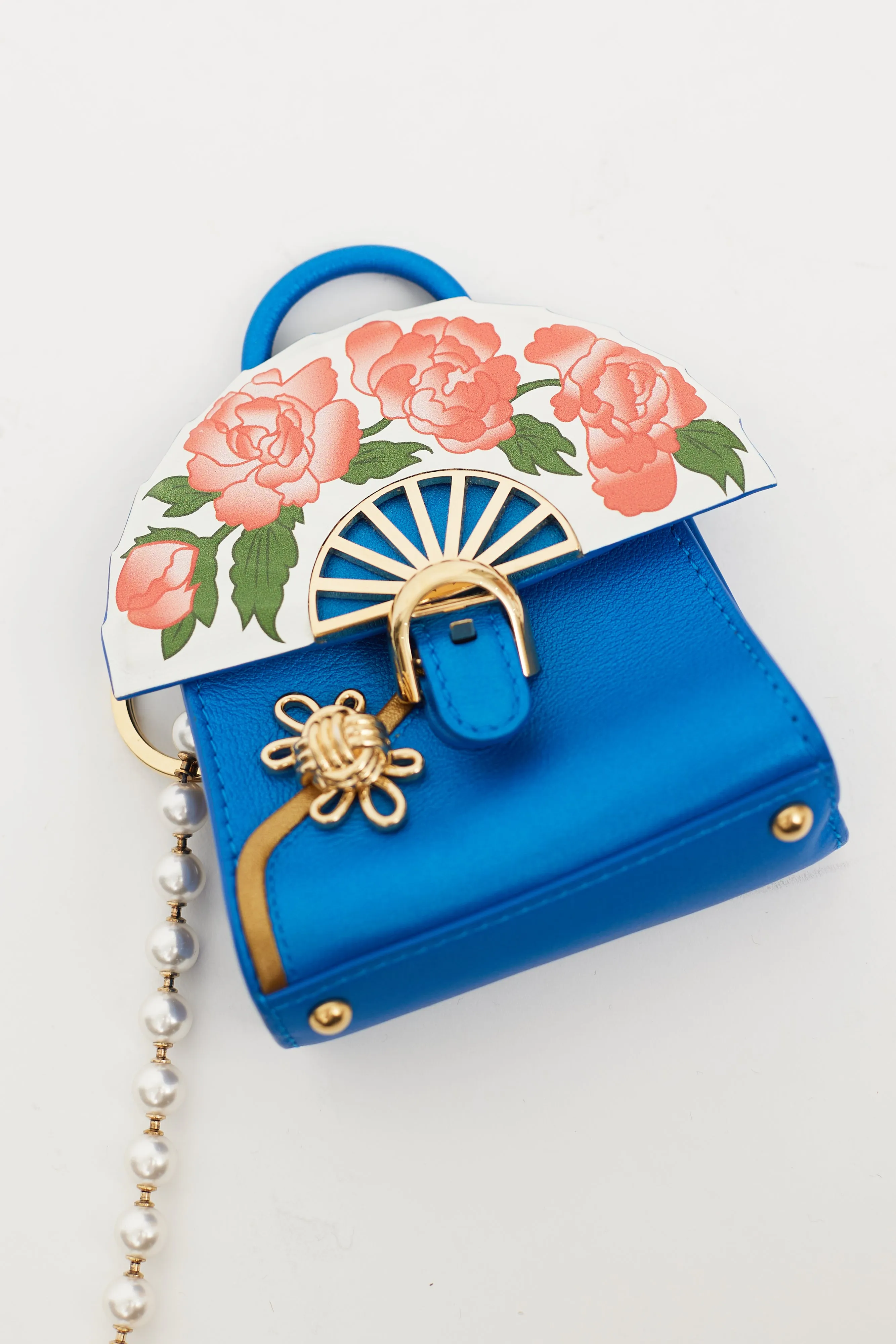 Blue Leather Brilliant QiPao Mini Bag Keychain