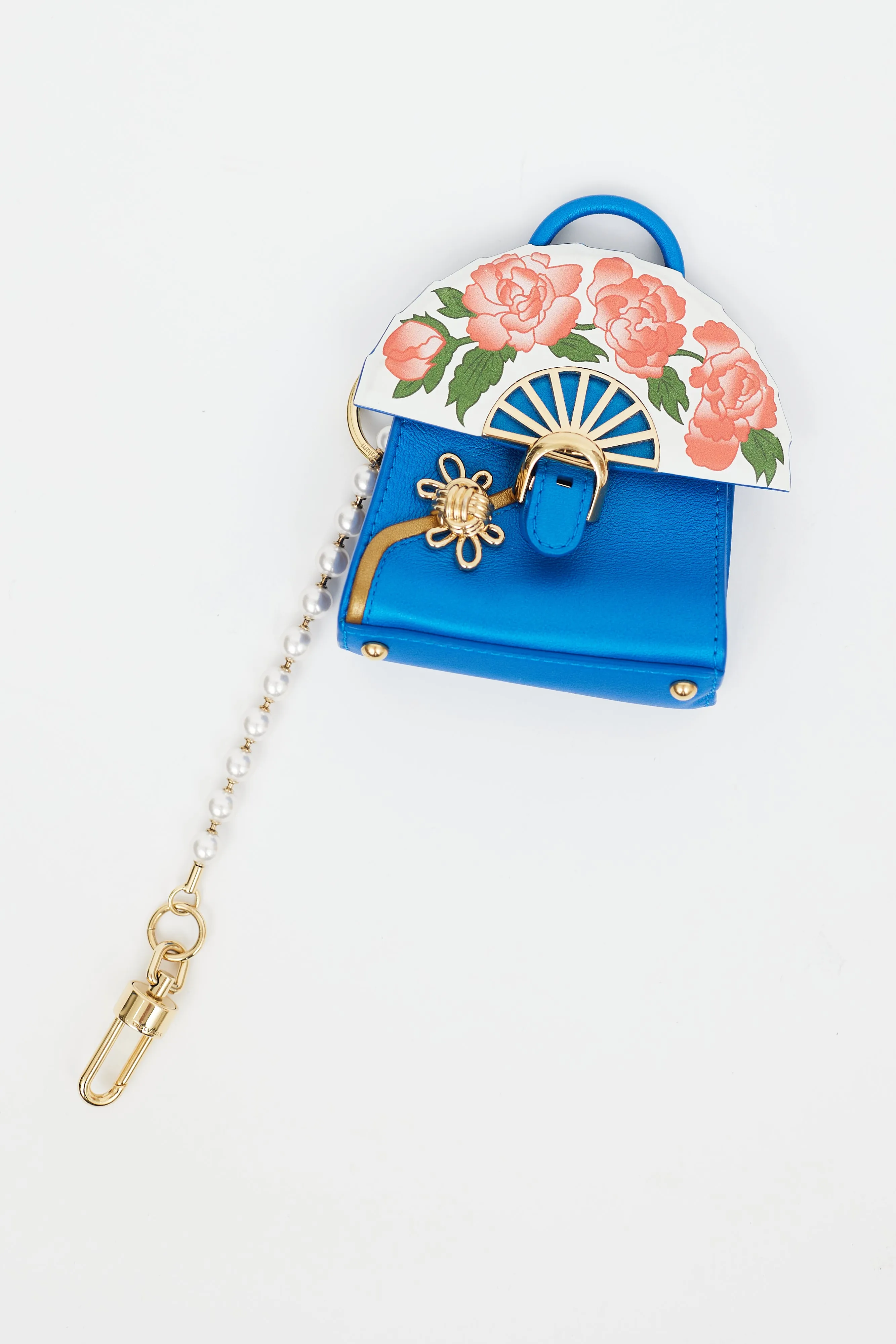 Blue Leather Brilliant QiPao Mini Bag Keychain