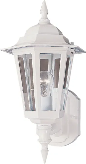 Builder Cast 1-Light Outdoor Wall Mount in White with Clear Glass