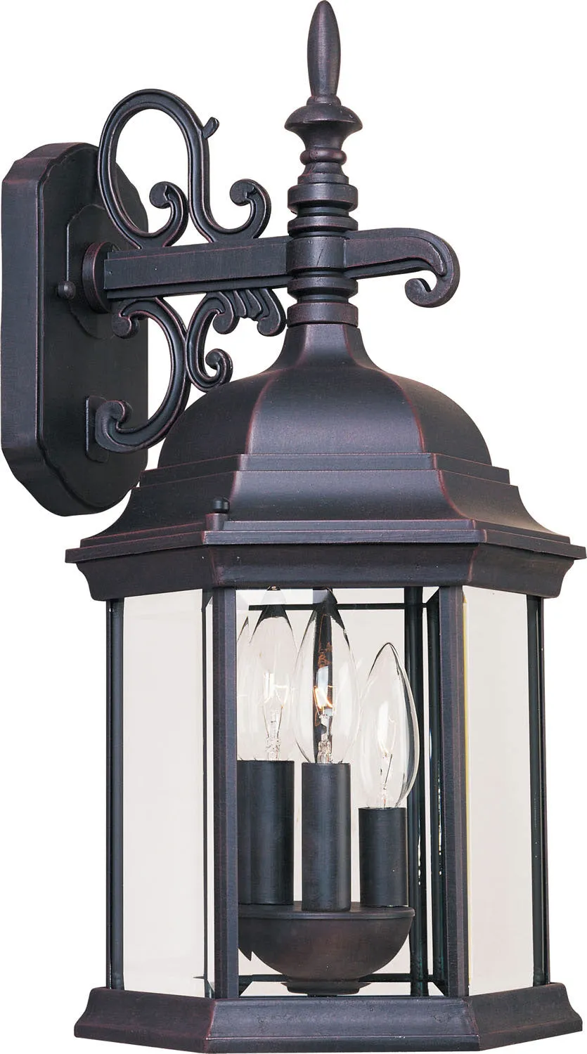 Builder Cast 3-Light Outdoor Wall Mount in Empire Bronze with Clear Glass