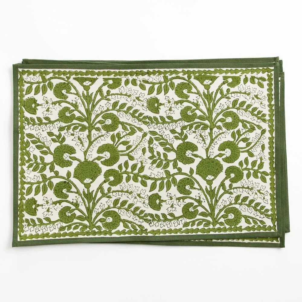 Cactus Flower Lettuce Green Placemats - Set of 4