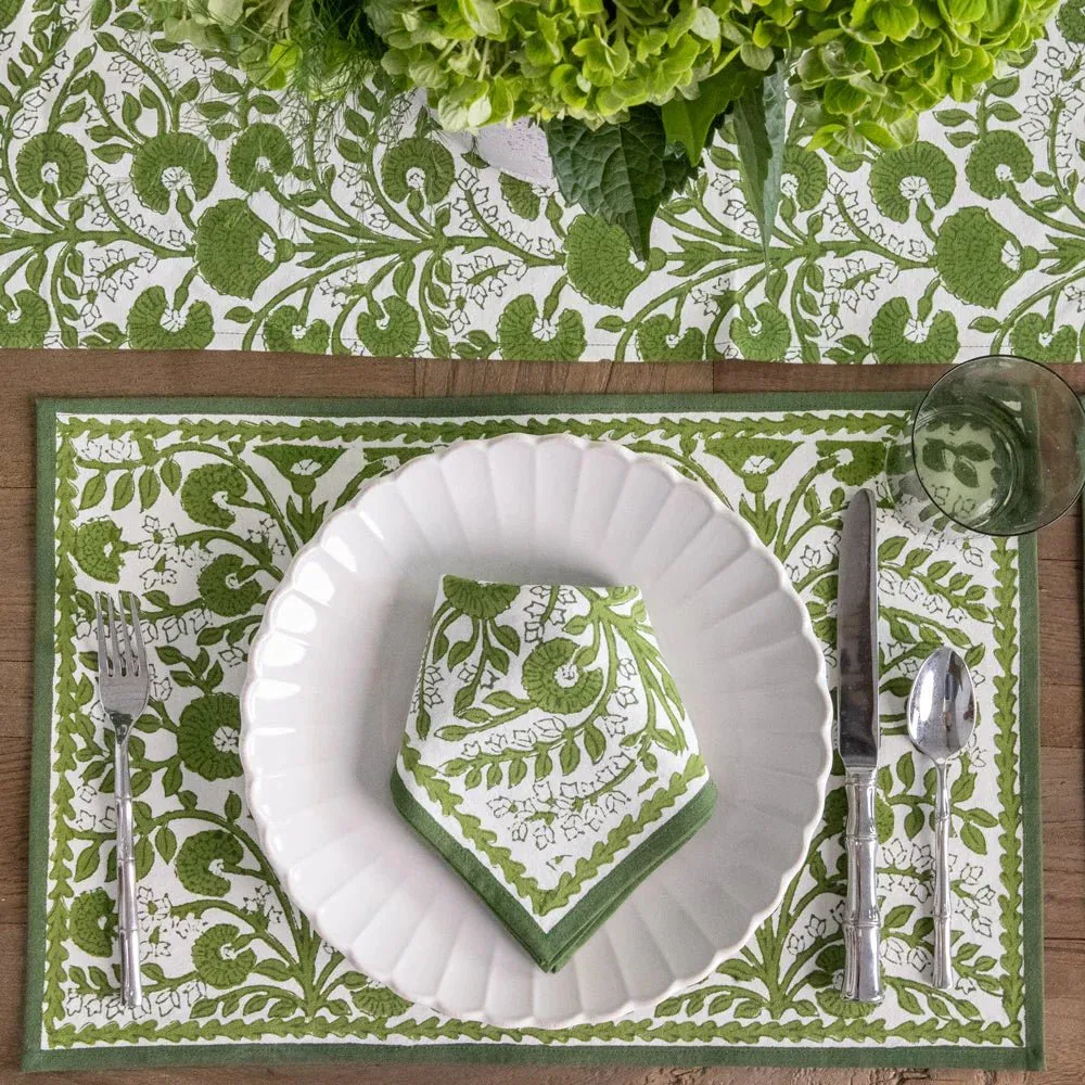 Cactus Flower Lettuce Green Placemats - Set of 4