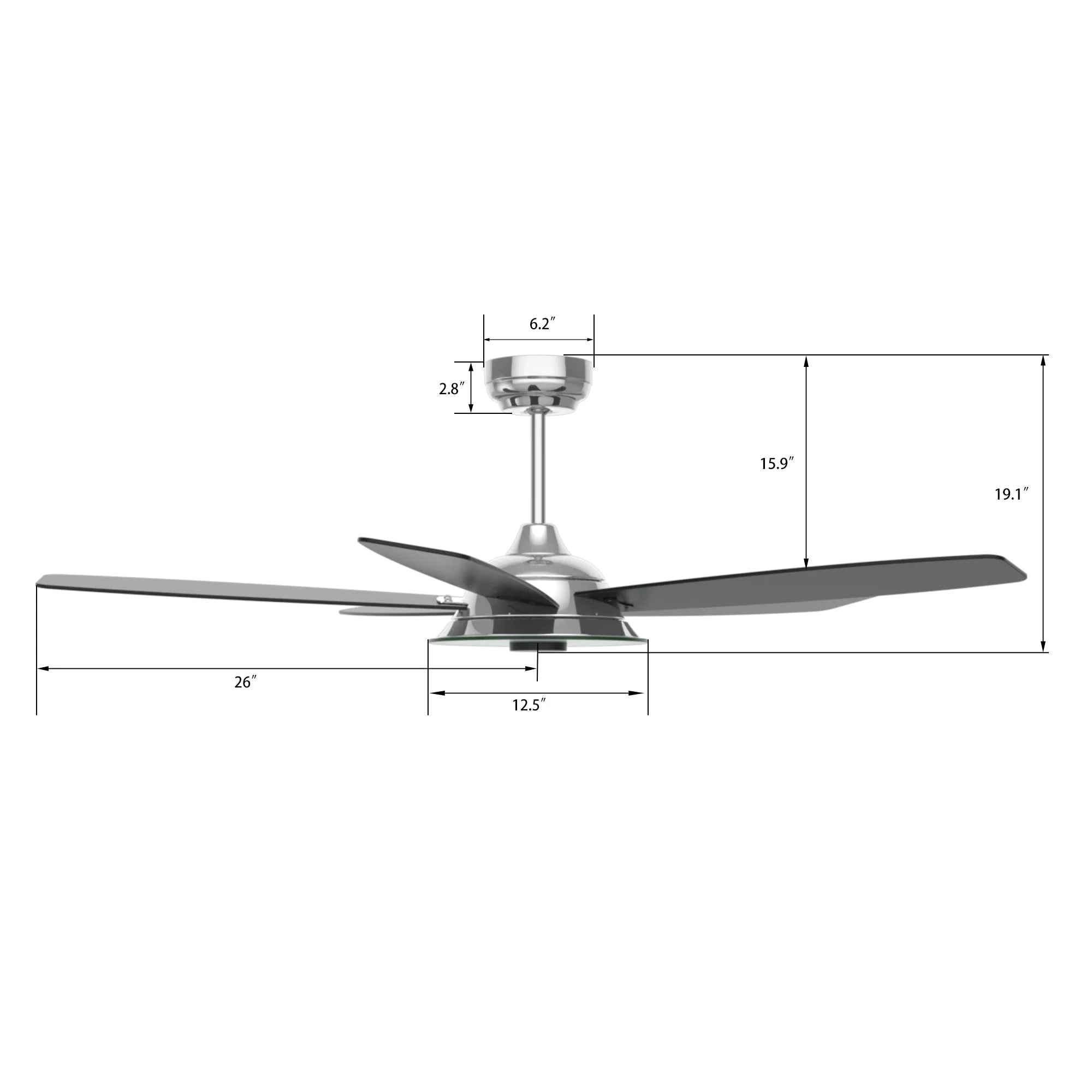 Carro Striker Smart Ceiling Fan with LED Light and Remote Outdoor/Indoor 52"