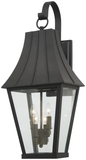 Chateau Grande 4-Light Outdoor Wall Mount in Coal with Gold