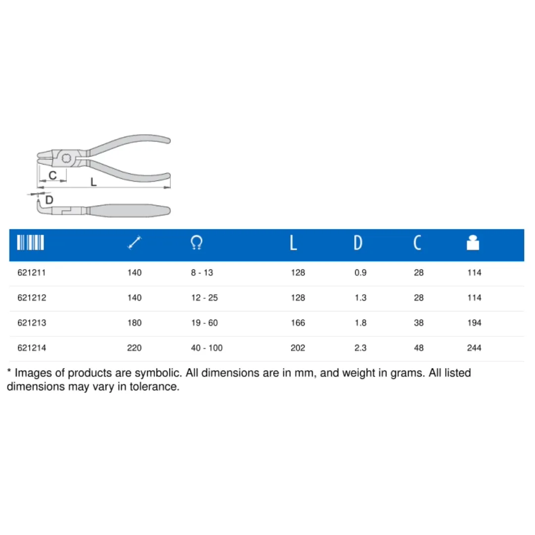 Circlip Internal Lock Rings Pliers - Bent - 538PLUS/1DP