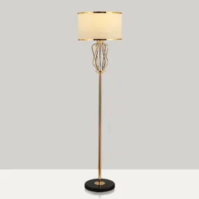 Classic Style Round Fabric Floor Lamp with 1 Head, Brass Finish – Ideal for Living Room Lighting