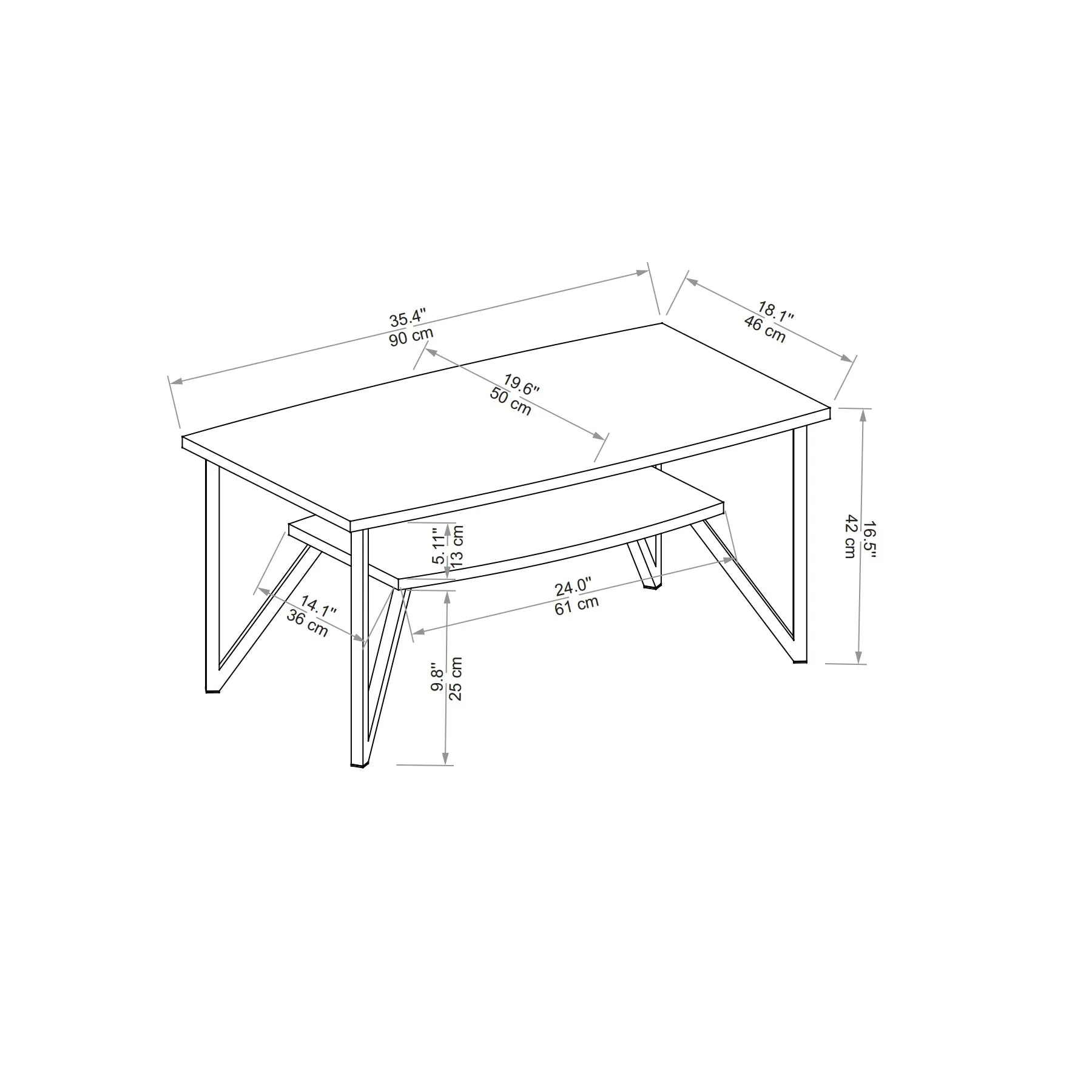 Coffee Table with Storage Shelf Orion 50