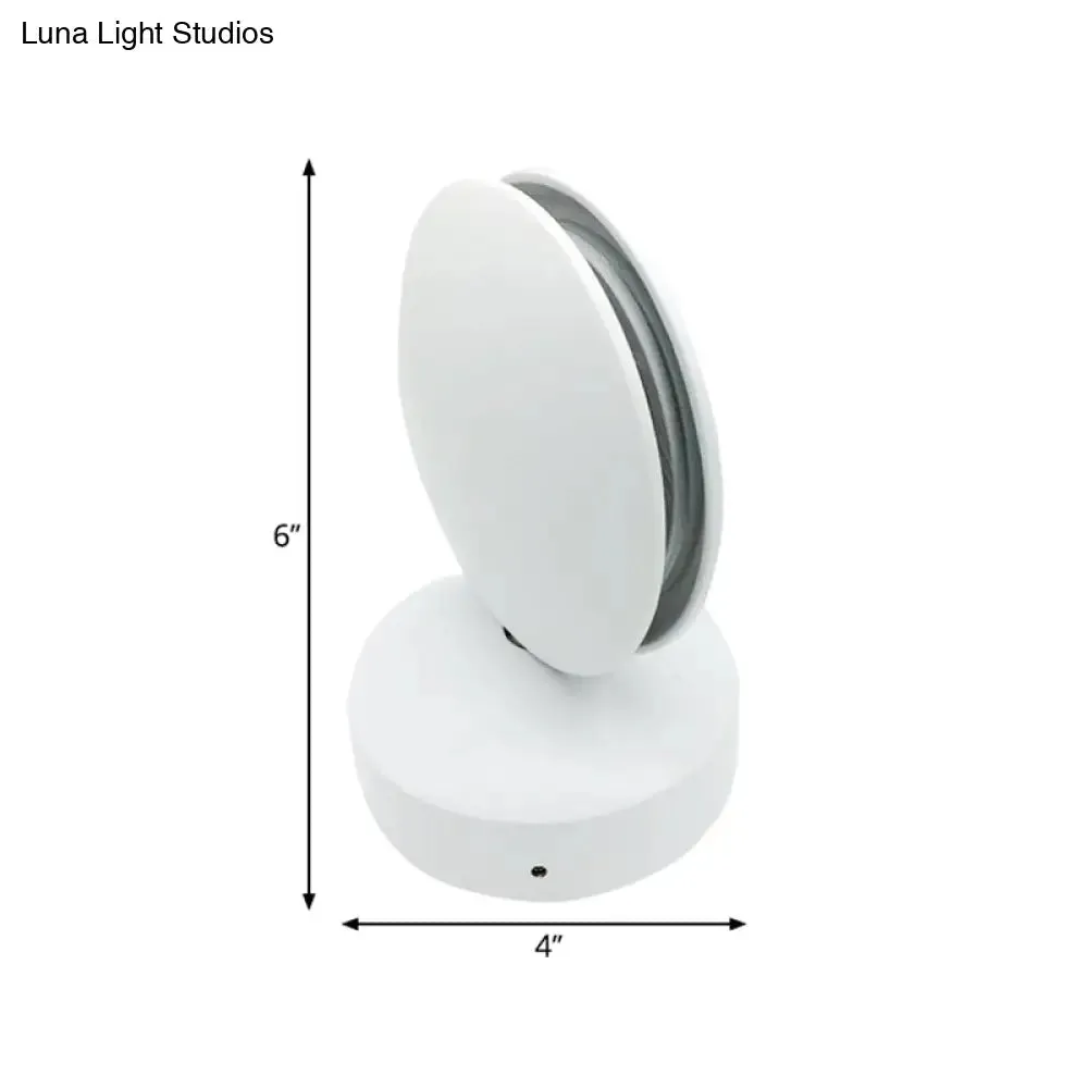 Compact Aluminum Circle LED Night Table Lamp in Vibrant Purple/Yellow/Red Light with White Finish"

Note: The revised title maintains SEO keywords, while providing a more concise and catchy description of the product.