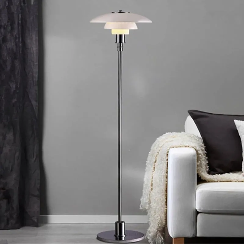 Contemporary 2 Tier Metallic Floor Lamp: Plate-Like Design, 1 Head, White, for Living Room