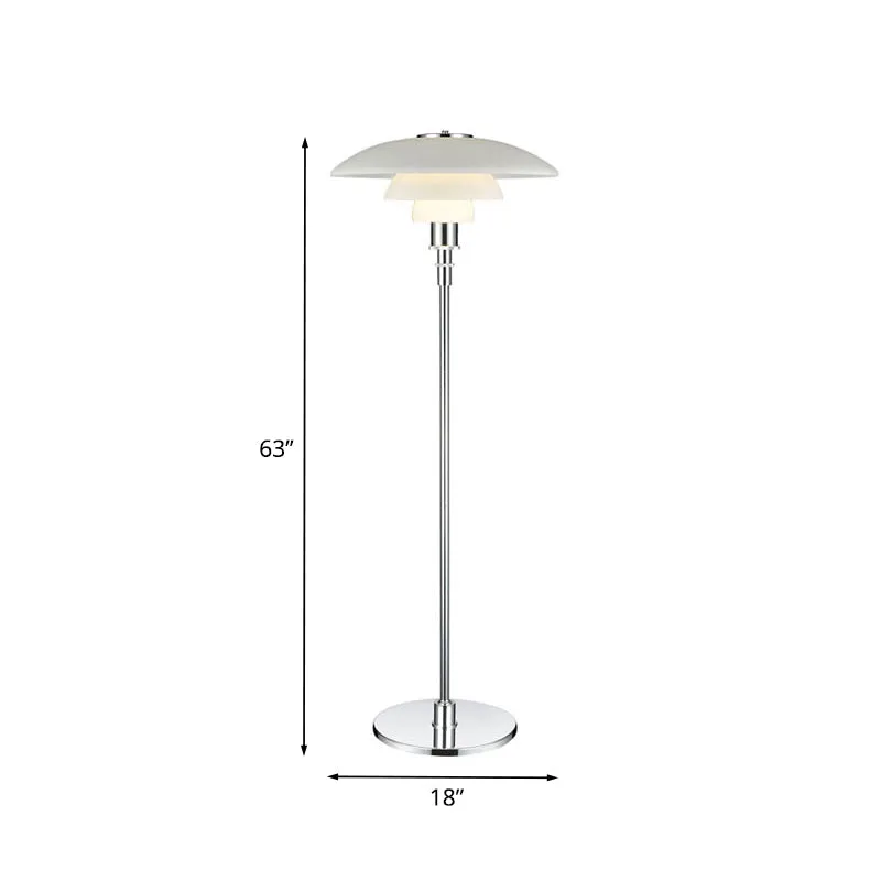 Contemporary 2 Tier Metallic Floor Lamp: Plate-Like Design, 1 Head, White, for Living Room